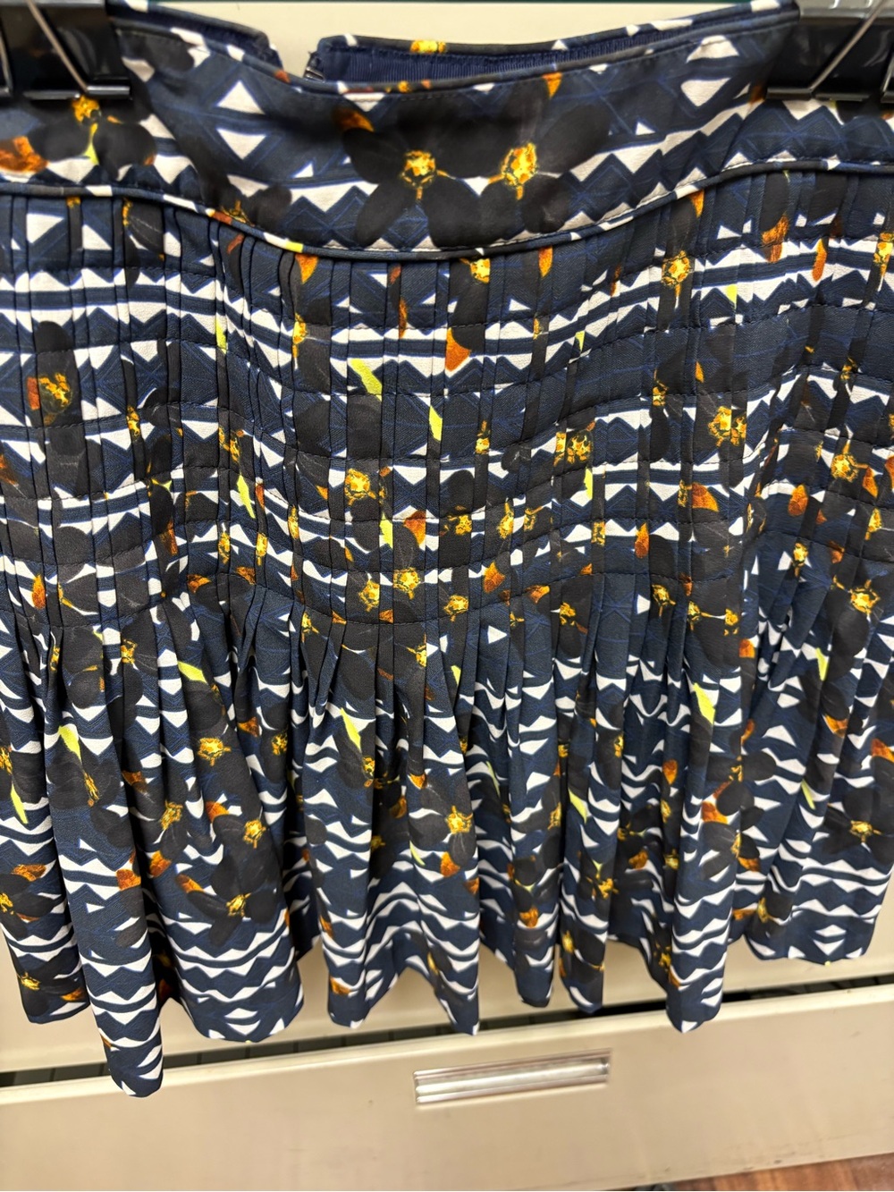 J CREW pleated 
 Navy Patterned Women's Skirt